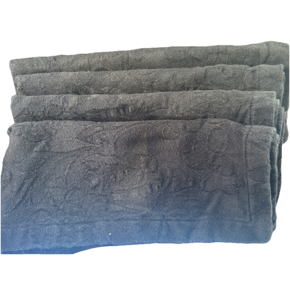 4 Crate & Barrel 18x18 Jacquard Napkins Black 501-158 Elegant, Halloween